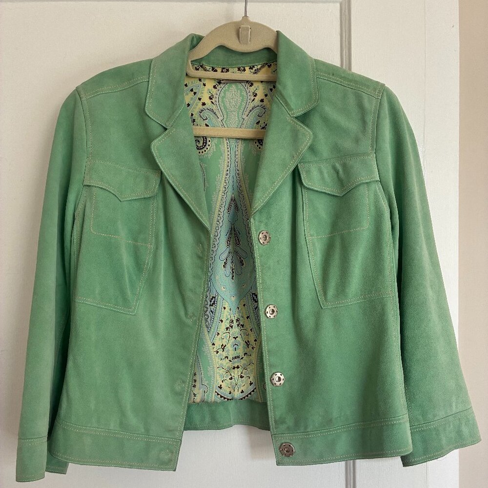 Elie Tahari Green Leather Jacket